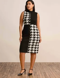 Hot Anne Klein Houndstooth Mock Neck Sweater Dress