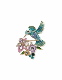 Outlet Anne Klein Hummingbird And Flower Brooch