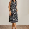 Store Anne Klein Jenna Drawstring Dress Blu Jay/Anne Blk Mlt