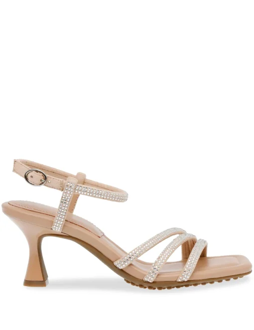 New Anne Klein Jules Crystal Dress Sandal Nude Crystal