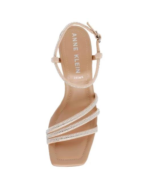 New Anne Klein Jules Crystal Dress Sandal Nude Crystal