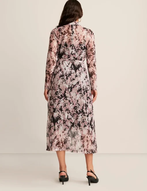 Best Anne Klein Long Sleeve Mock Neck Midi Dress Anne Black Multi