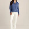 Hot Anne Klein Long Sleeve V Neck Pleat Front Blouse Midnight Dusk