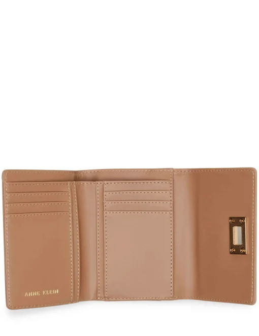 New Anne Klein Medium Flap Wallet With Enamel Turn Lock