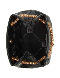 Fashion Anne Klein Mini Stitched Quilted Bucket Black
