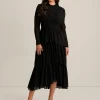 Best Anne Klein Mock Neck Tiered Dress Anne Black/Silver