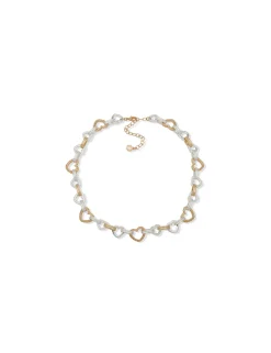 Outlet Anne Klein Multi Metal Heart Link Collar Necklace