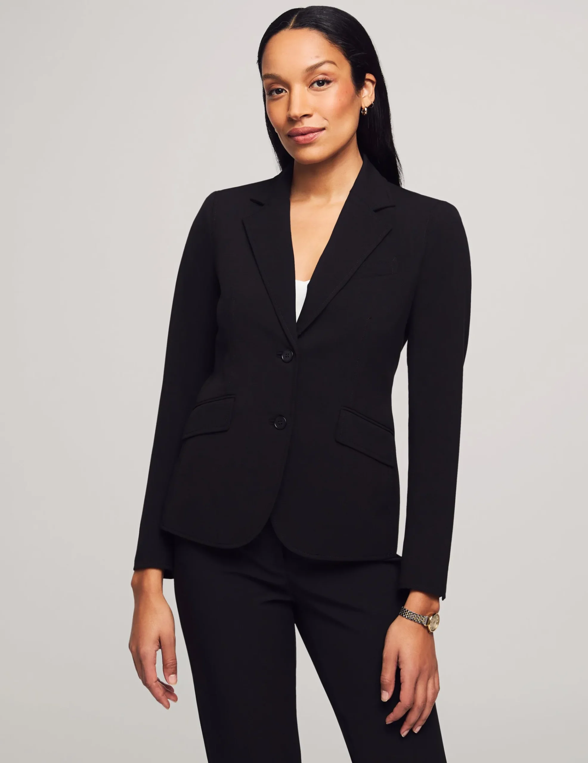 Fashion Anne Klein Notch Collar 2 Button Jacket Anne Black