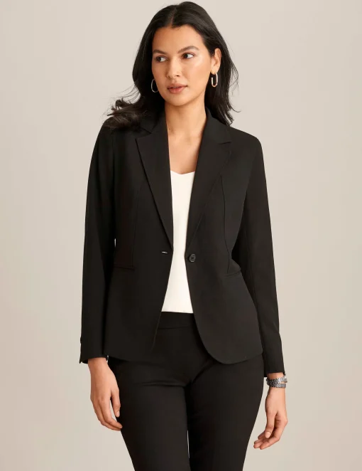 Hot Anne Klein Notch Collar Jacket With Princess Seam Anne Black