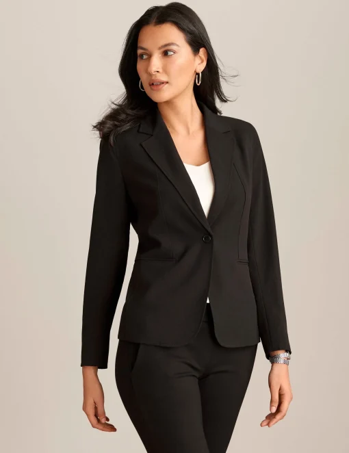 Hot Anne Klein Notch Collar Jacket With Princess Seam Anne Black