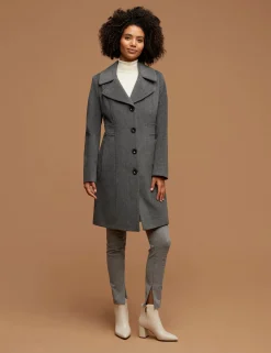 Discount Anne Klein Notch Collar Wool Coat