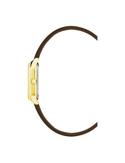 Flash Sale Anne Klein Octagonal Shaped Leather Strap Watch Gold-Tone/ Brown