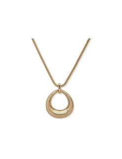 Shop Anne Klein Open Oval Pendant Necklace