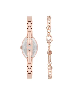 New Anne Klein Oval Gemstone Bangle Watch Set