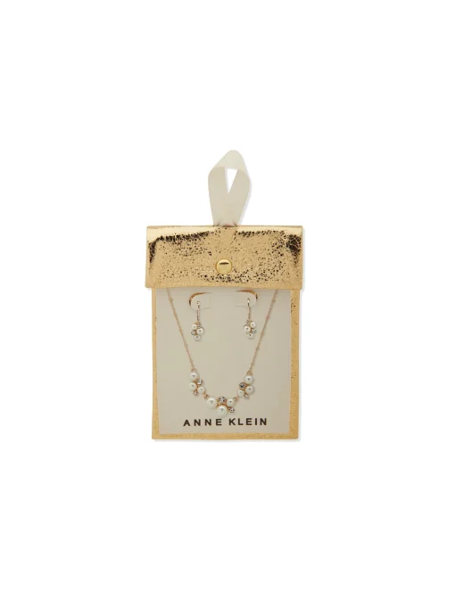 Shop Anne Klein Pearl Cluster Necklace And Earring Set