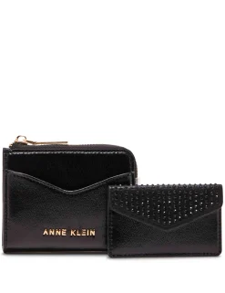 Clearance Anne Klein 2 Piece Envelope Flap Curved Wallet With Rhinestones