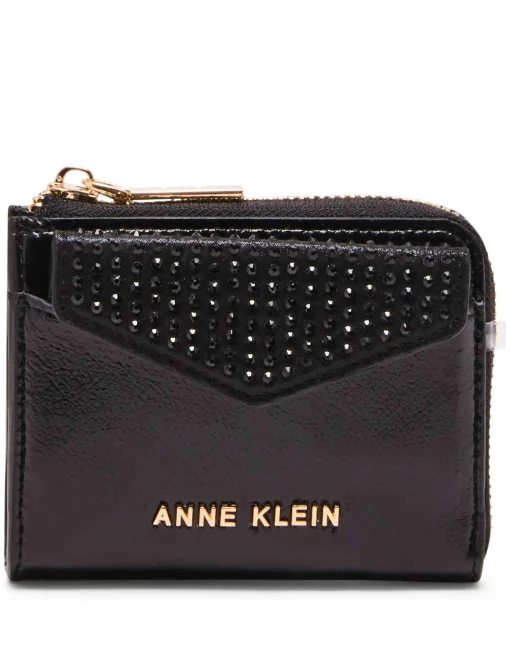 Clearance Anne Klein 2 Piece Envelope Flap Curved Wallet With Rhinestones