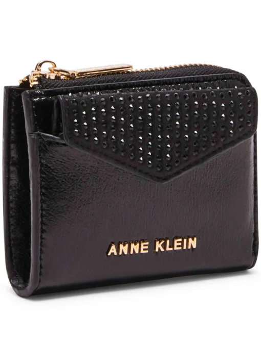Clearance Anne Klein 2 Piece Envelope Flap Curved Wallet With Rhinestones