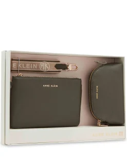 Cheap Anne Klein 3 Piece Pouch Gift Set With Web Detailing Dark olive