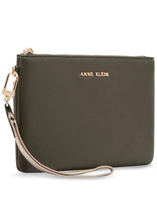 Cheap Anne Klein 3 Piece Pouch Gift Set With Web Detailing Dark olive