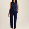 Fashion Anne Klein Printed Ity Triple Pleat Top Dstnt Mt/Anne White