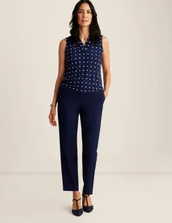 Fashion Anne Klein Printed Ity Triple Pleat Top Dstnt Mt/Anne White