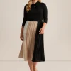 Discount Anne Klein Pull On Color Blocked Pleated Skirt Ann Blk/Lt/Ann Wht