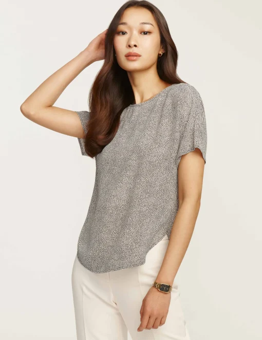 Sale Anne Klein Rambling Mini Dot Bateau Blouse Anne White/Anne Black
