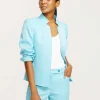 Store Anne Klein Ridge Crest Cropped Collar Jacket- Sale Siren Blue