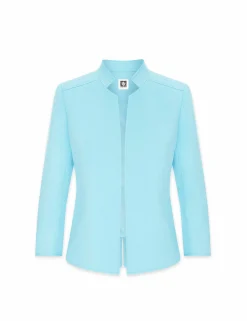 Store Anne Klein Ridge Crest Cropped Collar Jacket- Sale Siren Blue
