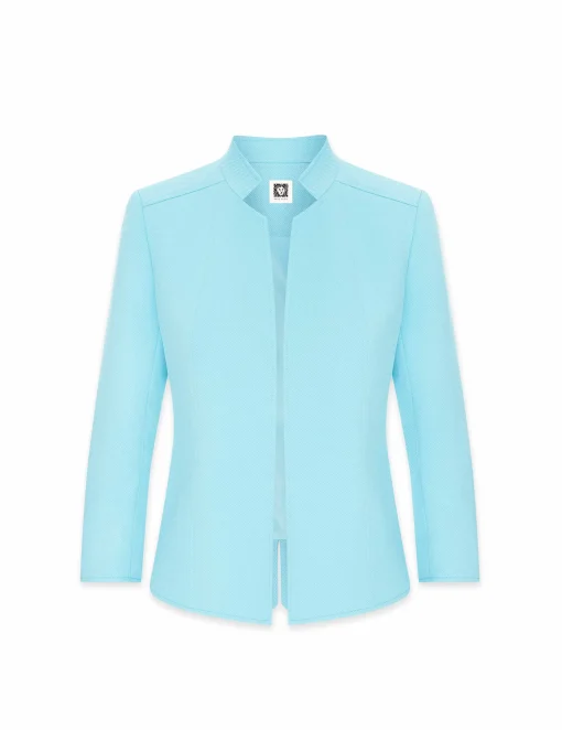 Store Anne Klein Ridge Crest Cropped Collar Jacket- Sale Siren Blue