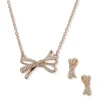 Cheap Anne Klein Rose Gold Bow Necklace And Earring Set In Pouch