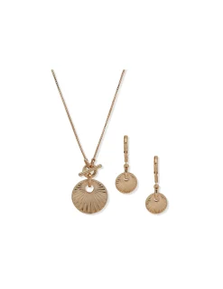 Sale Anne Klein Scalloped Pendant Necklace And Earring Set