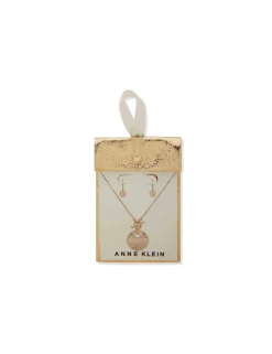 Sale Anne Klein Scalloped Pendant Necklace And Earring Set