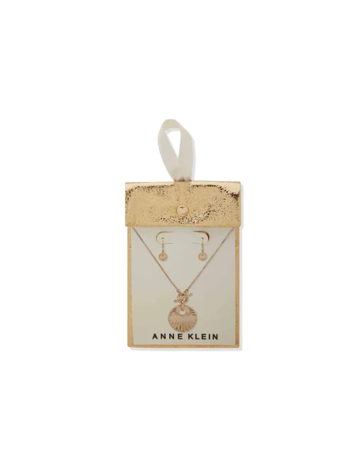 Sale Anne Klein Scalloped Pendant Necklace And Earring Set