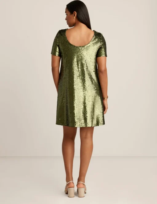 Fashion Anne Klein Sequin T Shirt Dress Olive Night