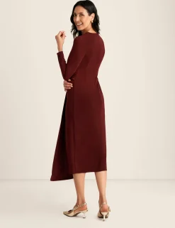 Shop Anne Klein Shirred O Ring Midi Dress Syrah Red