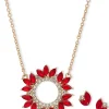 Sale Anne Klein Siam Cluster Pendant Necklace And Earring Set