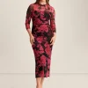 Hot Anne Klein Side Ruched Midi Dress Black Multi/Black