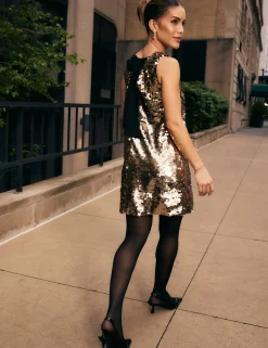 Flash Sale Anne Klein Sleeveless Sequin Mini Dress Gold/Anne Black