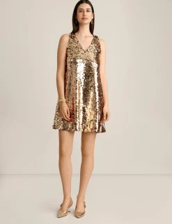 Flash Sale Anne Klein Sleeveless Sequin Mini Dress Gold/Anne Black