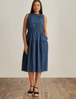 Best Sale Anne Klein Sleeveless Tiered Dress Indigo - Dark Wash
