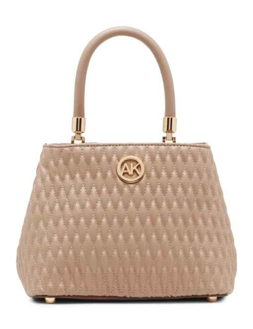 Store Anne Klein Small Ruched Satchel With Tubular Handle Truffle