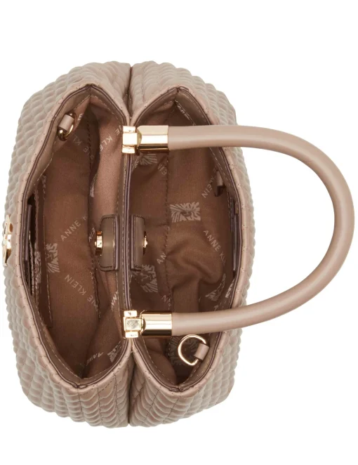 Store Anne Klein Small Ruched Satchel With Tubular Handle Truffle