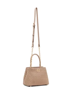 Store Anne Klein Small Ruched Satchel With Tubular Handle Truffle