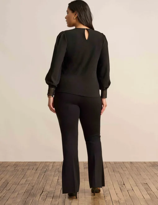 Clearance Anne Klein Solid Mixed Media Top Anne Black