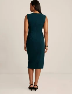 Hot Anne Klein Square Neck Faux Wrap Dress Deep Evergreen