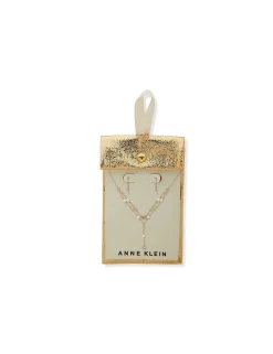 Store Anne Klein Stationed Stones Earring/ Necklace Set-Blanc Pearl