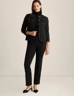 Discount Anne Klein Tweed Collarless Jacket Anne Black