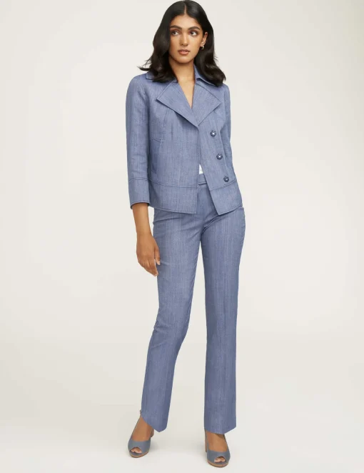 Best Sale Anne Klein Twill Cropped Jacket- Sale Magritte Blue/ NYC White